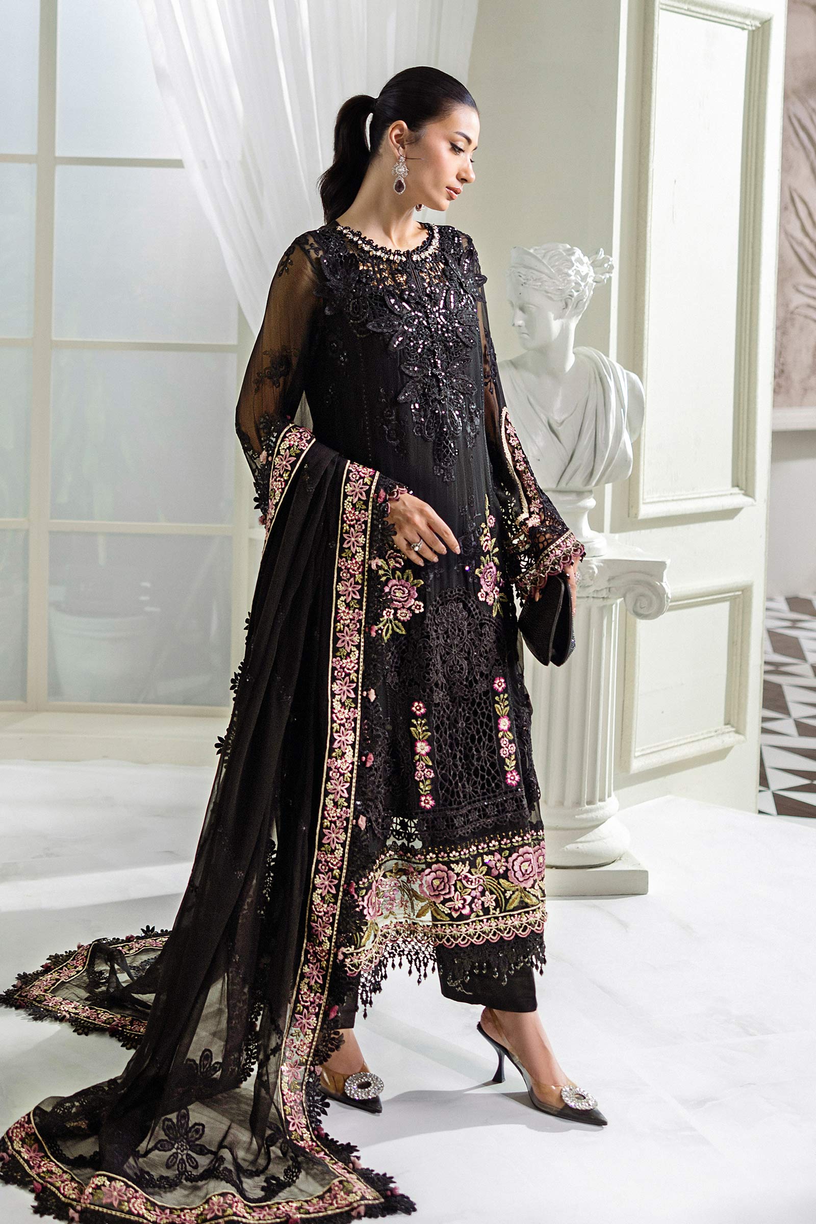 Maria.B. Unstitched Chiffon Embroidered Suit - 104