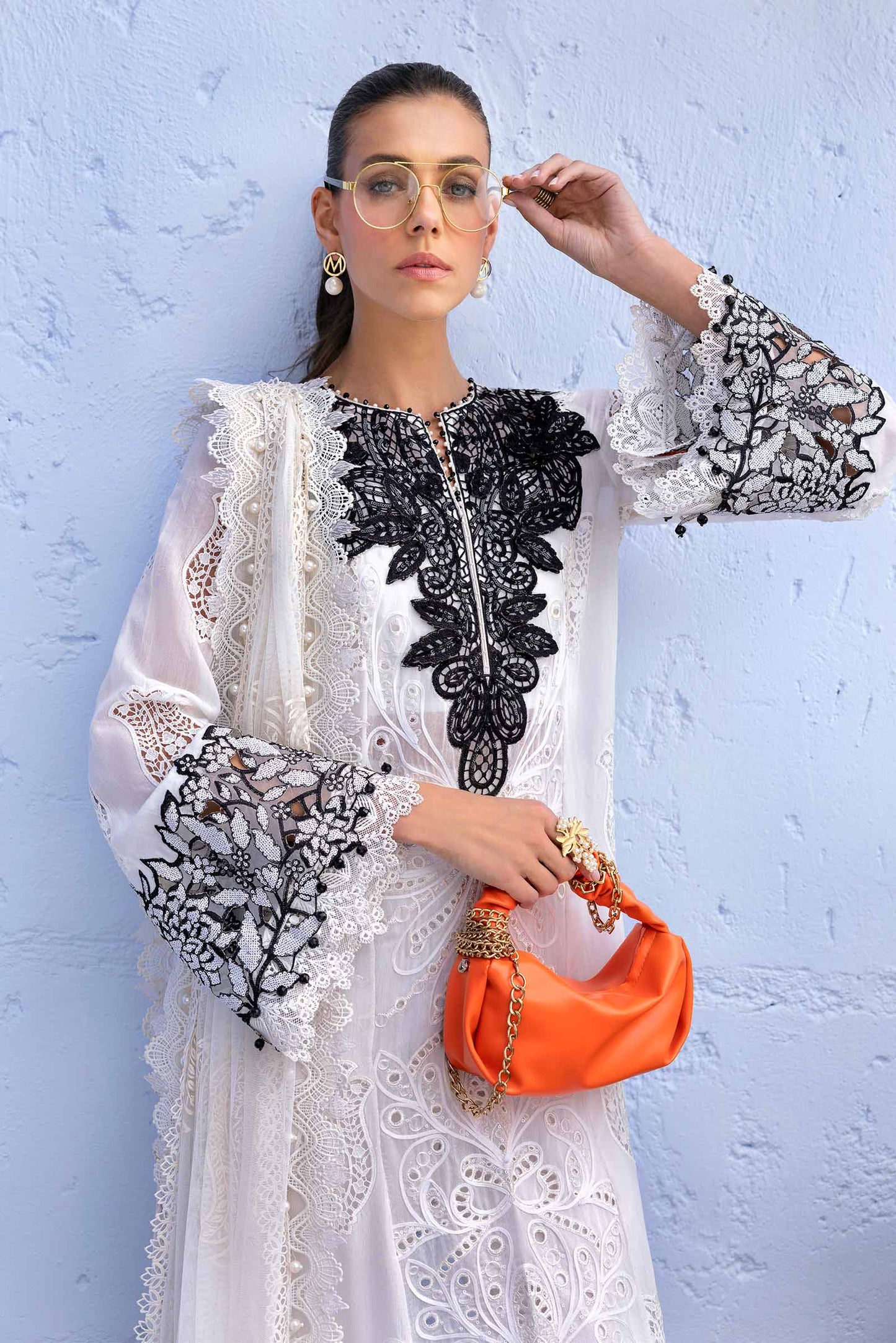 Maria B. Embroidered Paper Cotton Suit 2025| D-2505-A