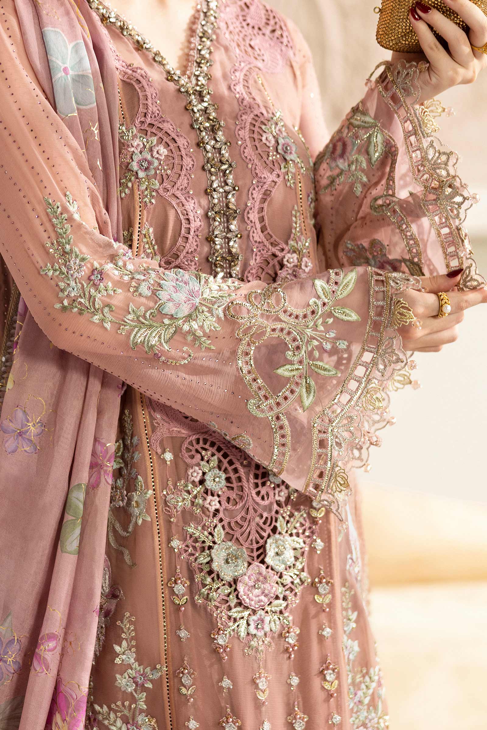 Maria.B. Unstitched Chiffon Embroidered Suit - 105