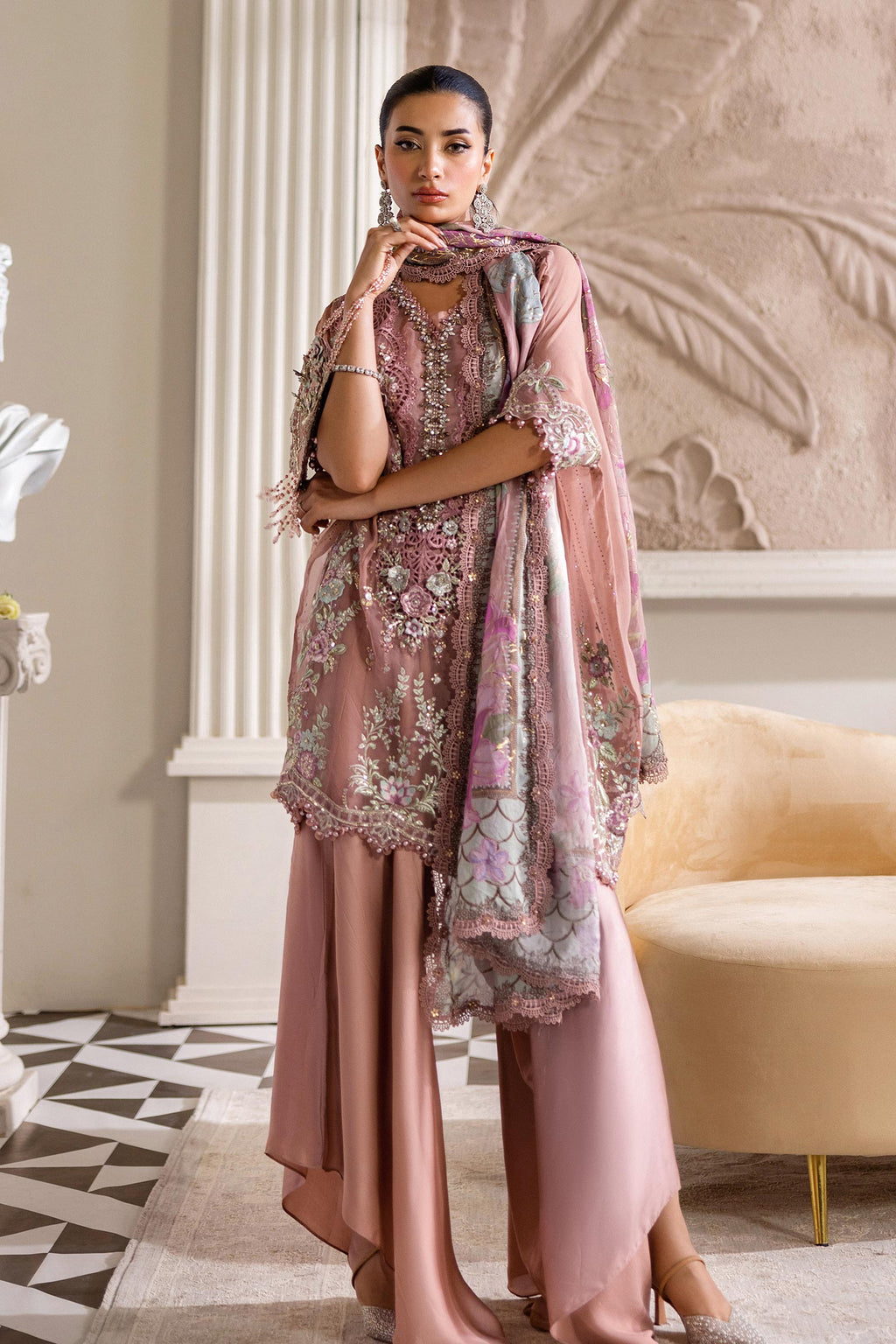 Maria.B. Unstitched Chiffon Embroidered Suit - 105