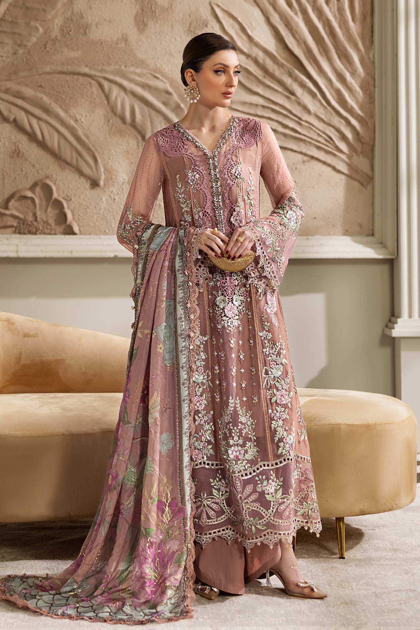 Maria.B. Unstitched Chiffon Embroidered Suit - 105