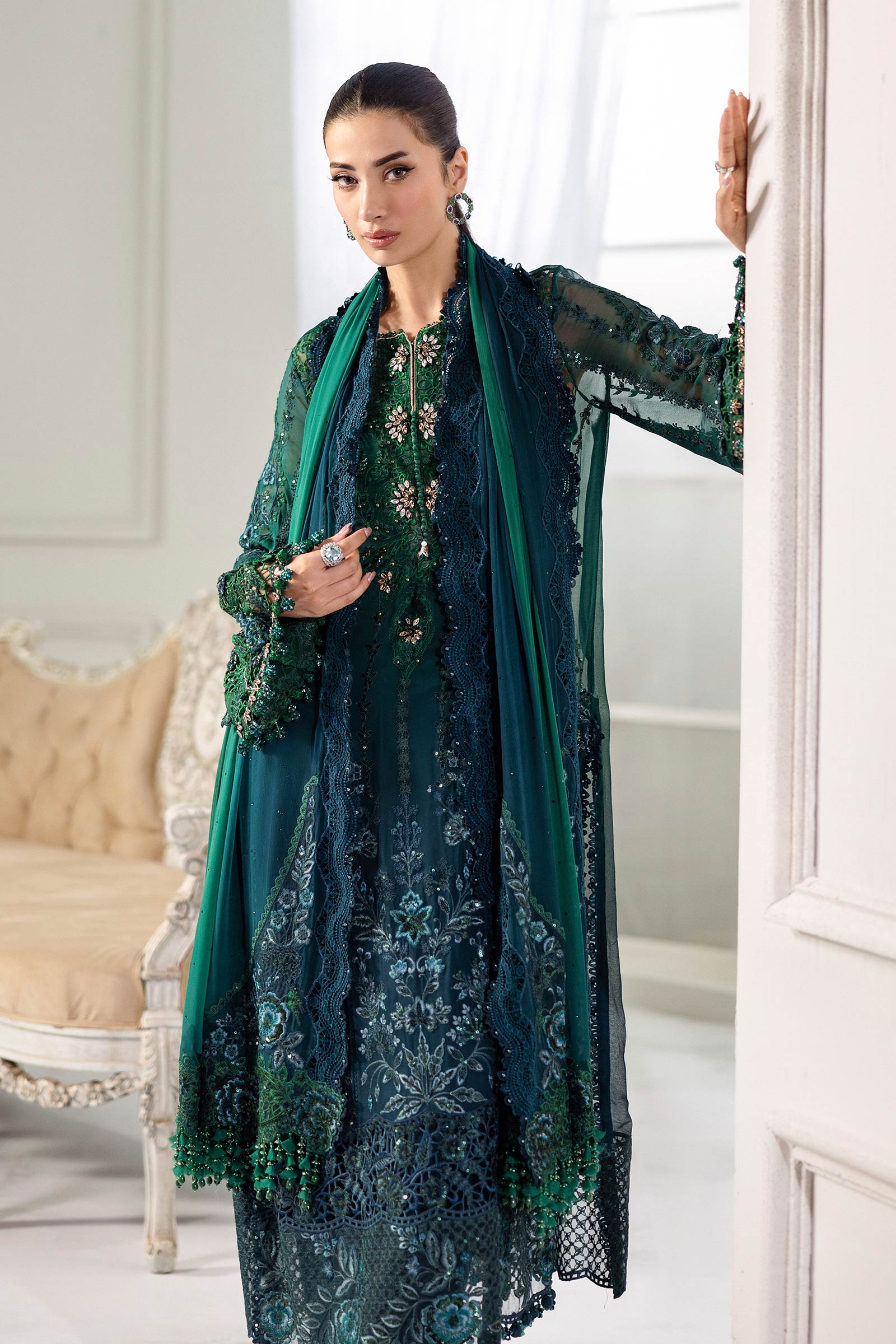 Maria.B. Unstitched Chiffon Embroidered Suit - 106