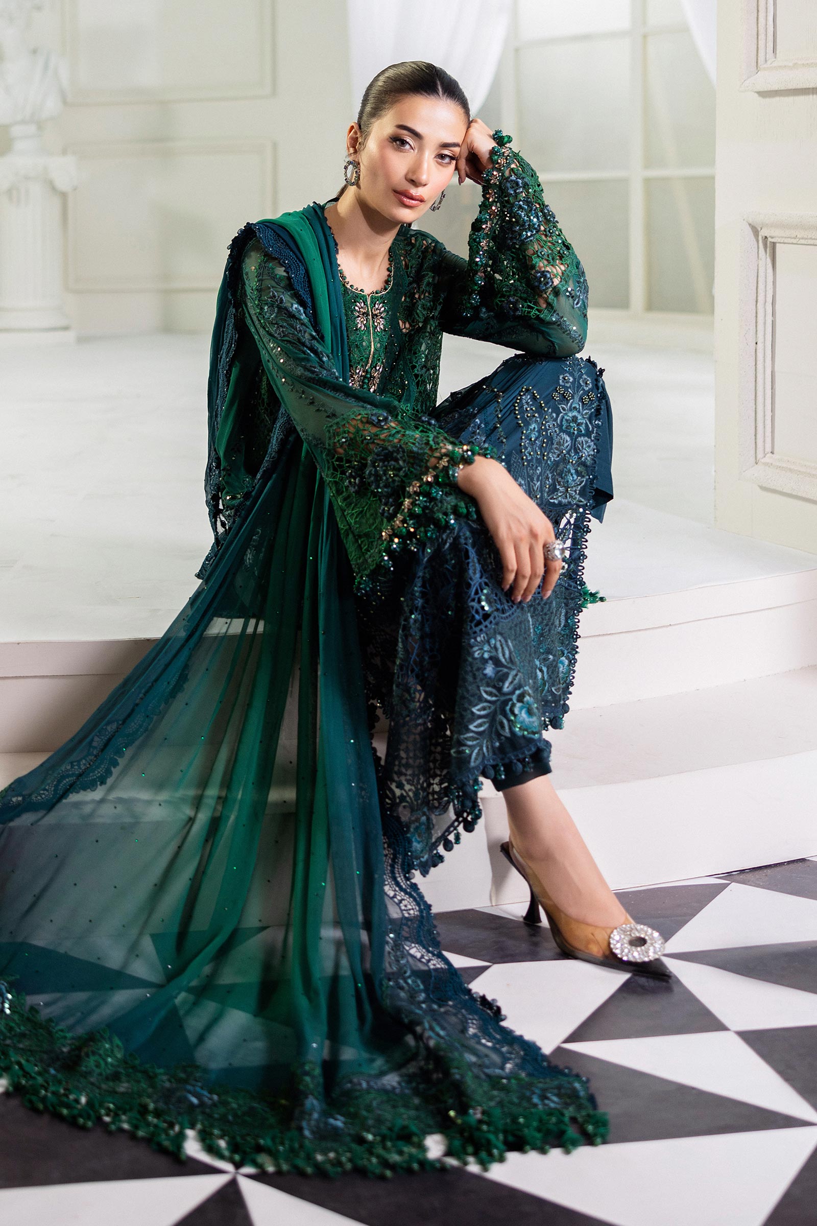 Maria.B. Unstitched Chiffon Embroidered Suit - 106