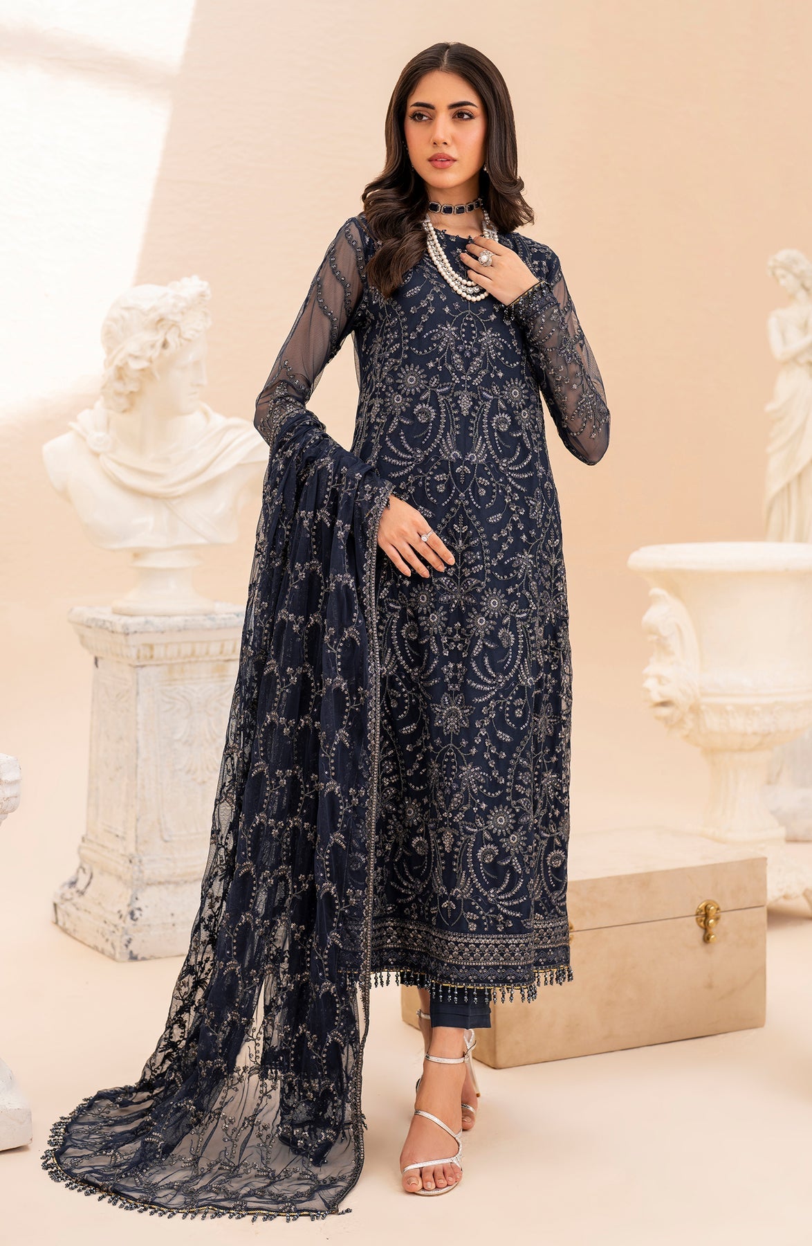 Zarif Maheer Unstitched Embroidered 3pcs Chiffon Formal | ILANA