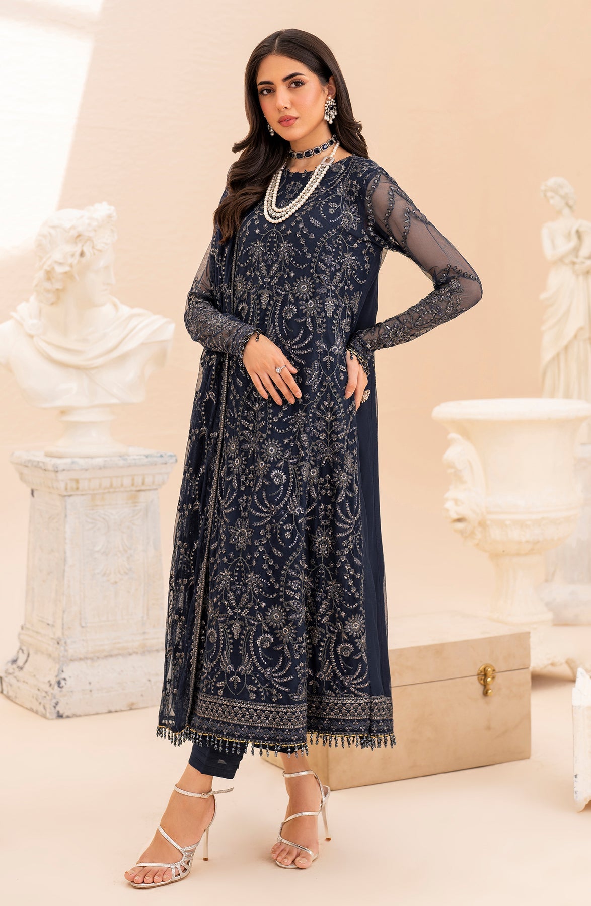 Zarif Maheer Unstitched Embroidered 3pcs Chiffon Formal | ILANA