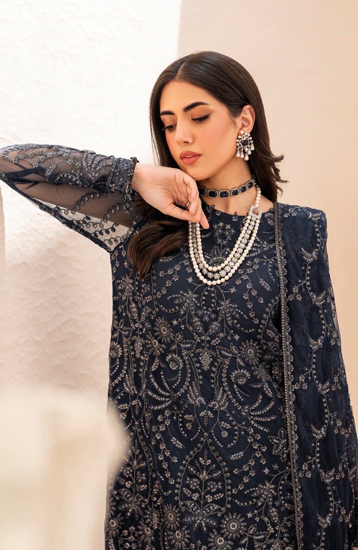 Zarif Maheer Unstitched Embroidered 3pcs Chiffon Formal | ILANA