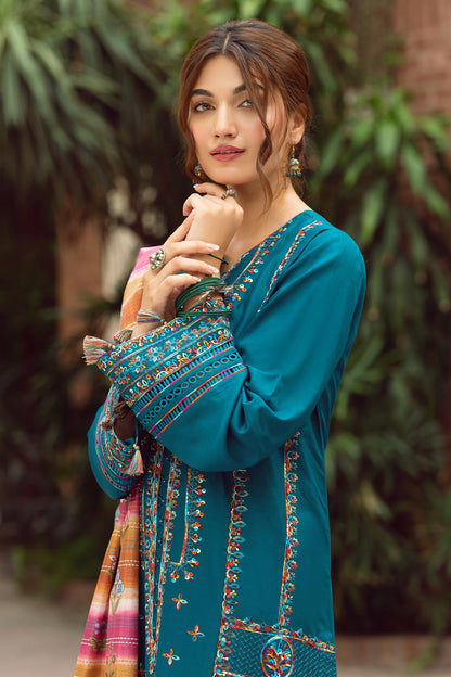 Jazmin-Iris lawn 2023-Greta-Blue - Mirha Fashion