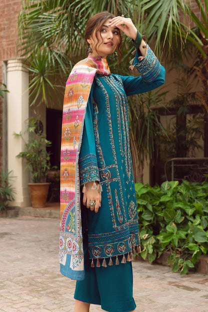 Jazmin-Iris lawn 2023-Greta-Blue - Mirha Fashion