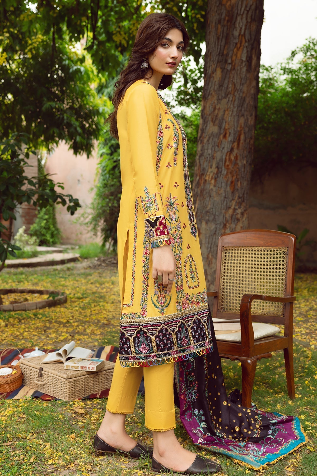 Jazmin-Iris lawn 2023-Cassia-yellow - Mirha Fashion
