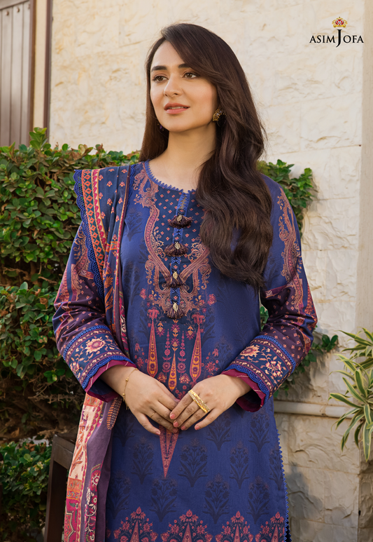 Asim Jofa Printed Unstitched Lawn 3-Piece 2023 | AJRP-03