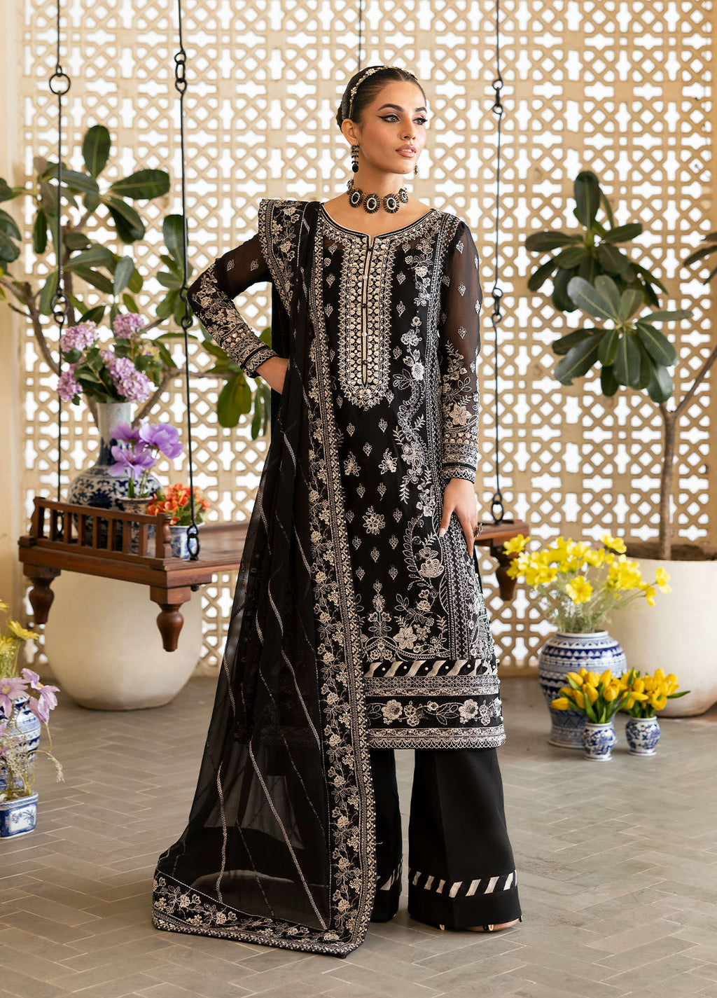 Reverie by Gulaal 2025| Embroidered Chiffon Suit Unstitched 4 Piece | Nyra - Mirha Fashion