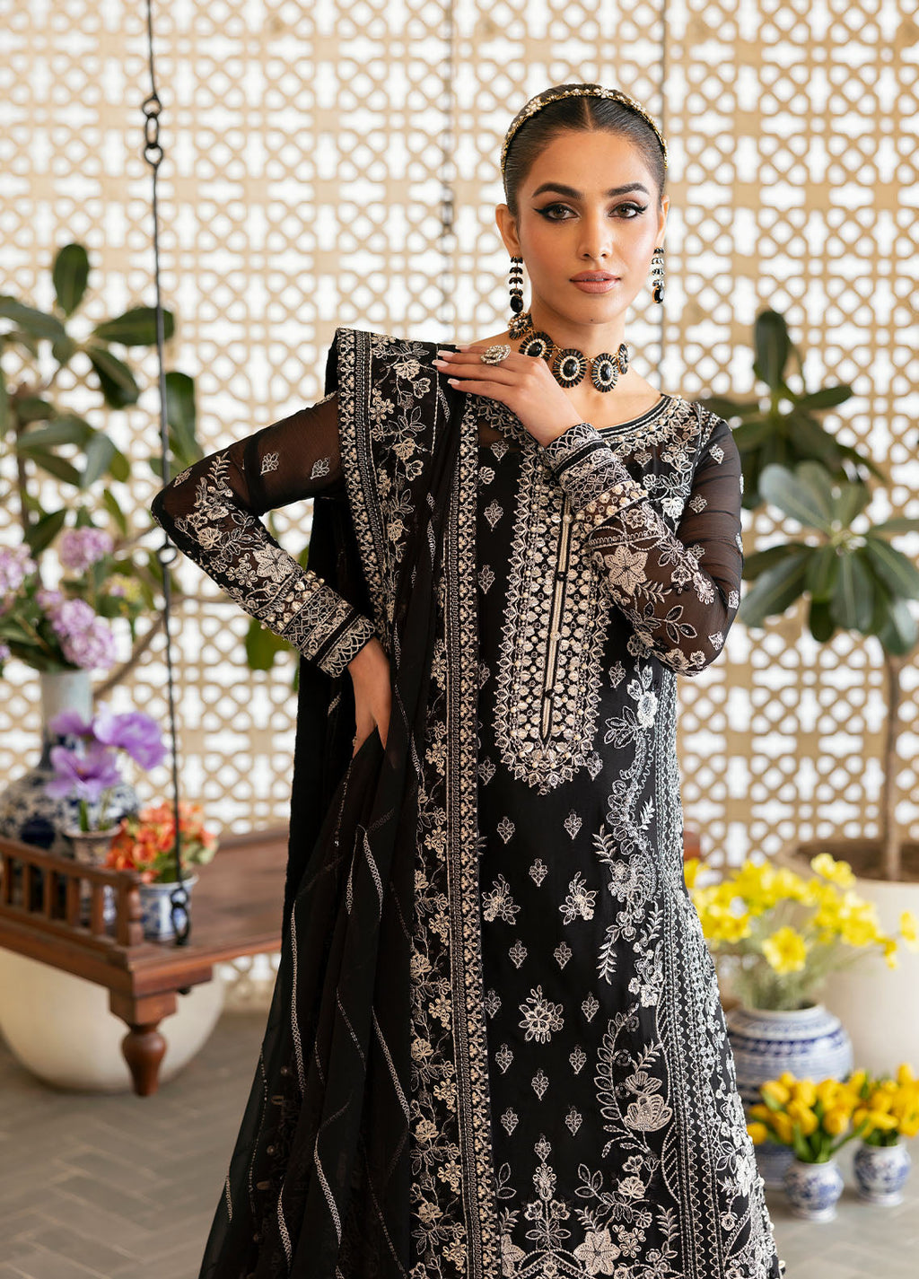 Reverie by Gulaal 2025| Embroidered Chiffon Suit Unstitched 4 Piece | Nyra - Mirha Fashion