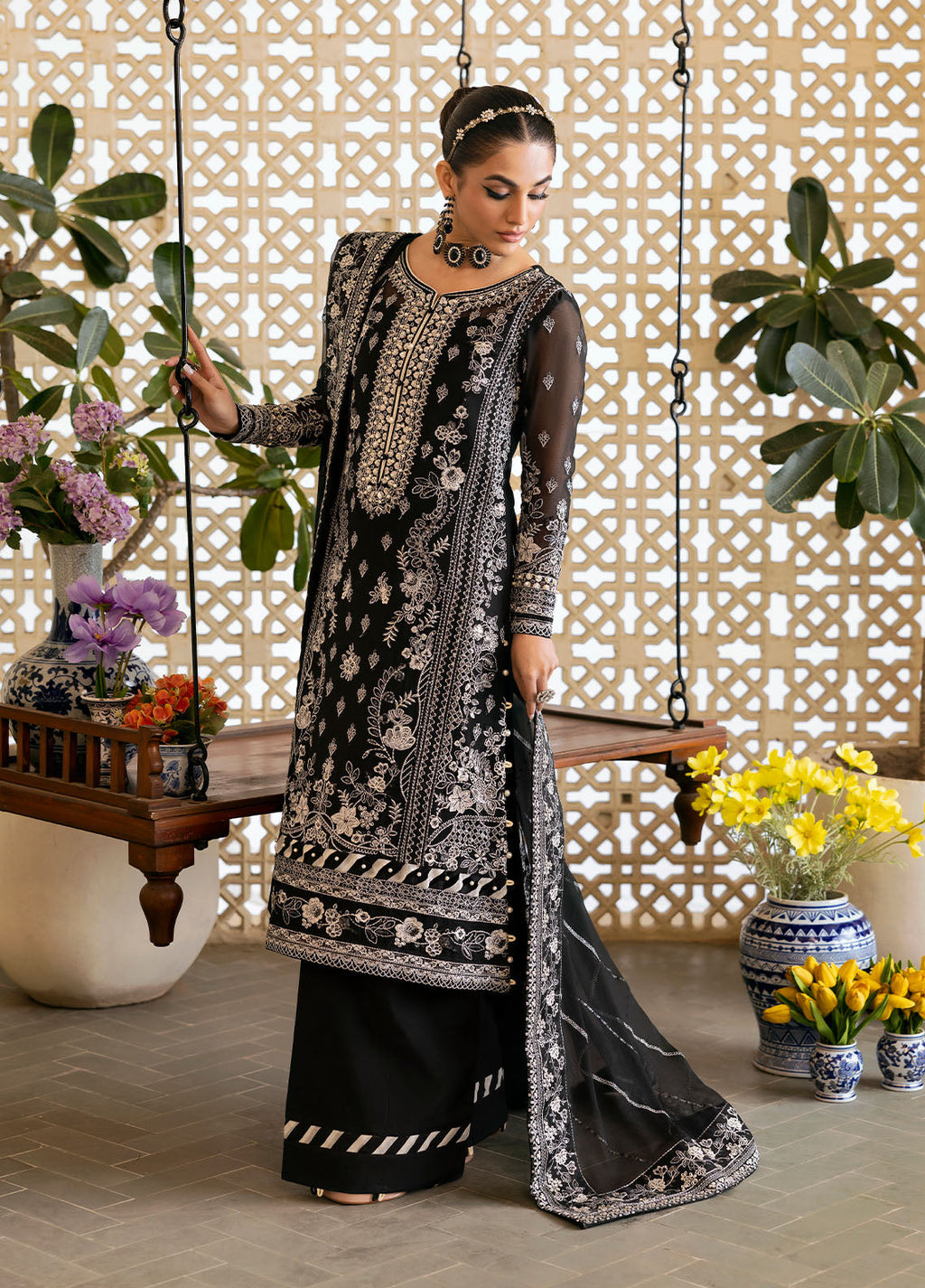 Reverie by Gulaal 2025| Embroidered Chiffon Suit Unstitched 4 Piece | Nyra - Mirha Fashion