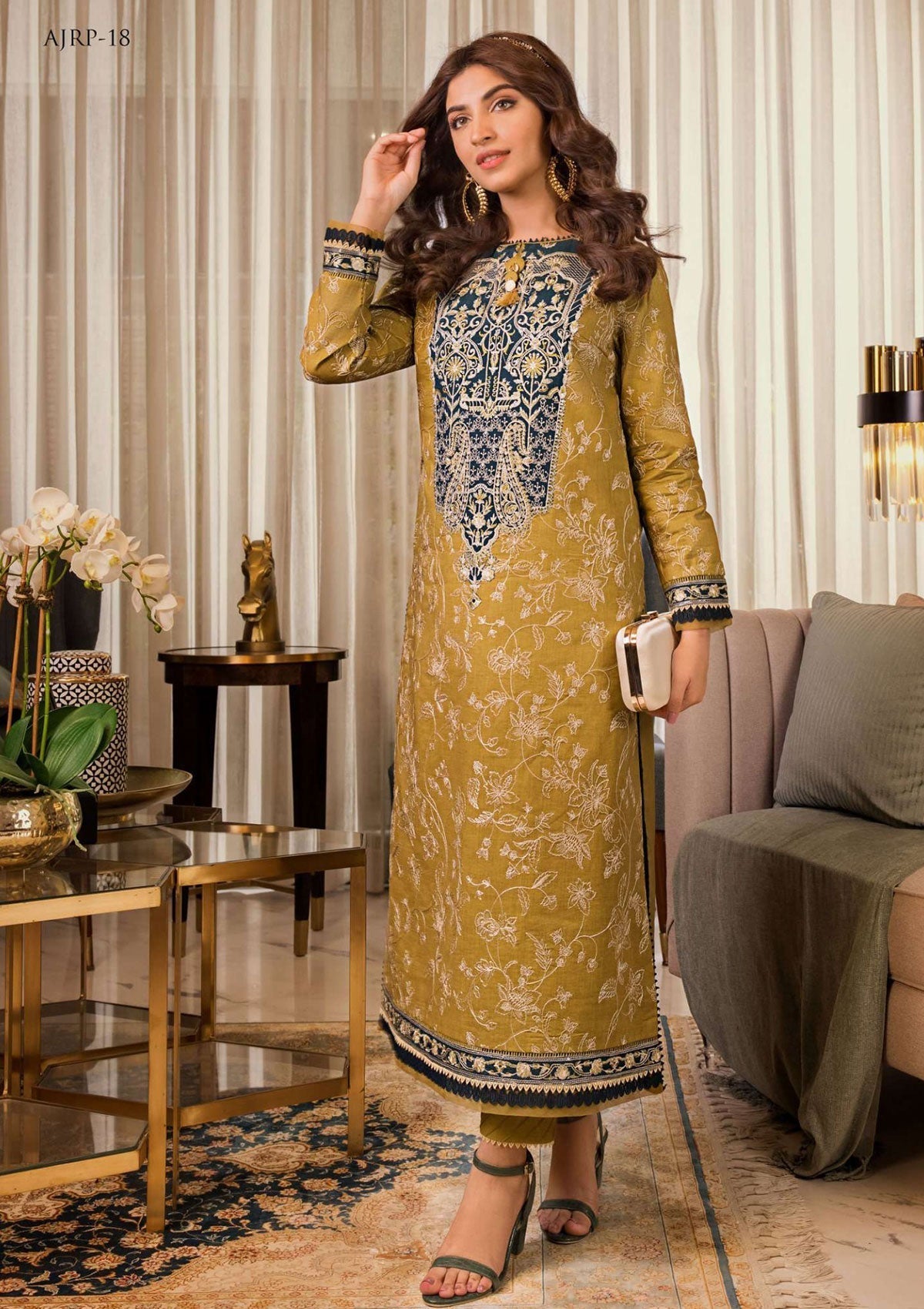Asim Jofa-Printed Lawn-2pcs-Green AJ-RP-18 - Mirha Fashion