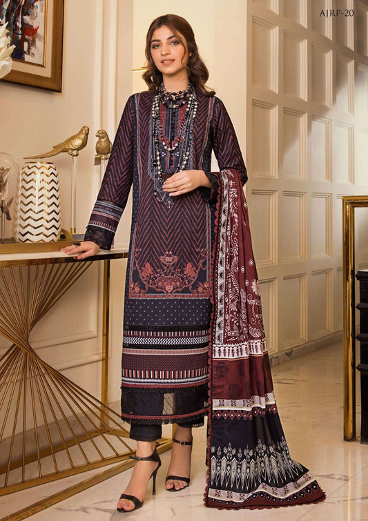 Asim Jofa-Printed Lawn-3pcs-Black AJ-RP-20 - Mirha Fashion