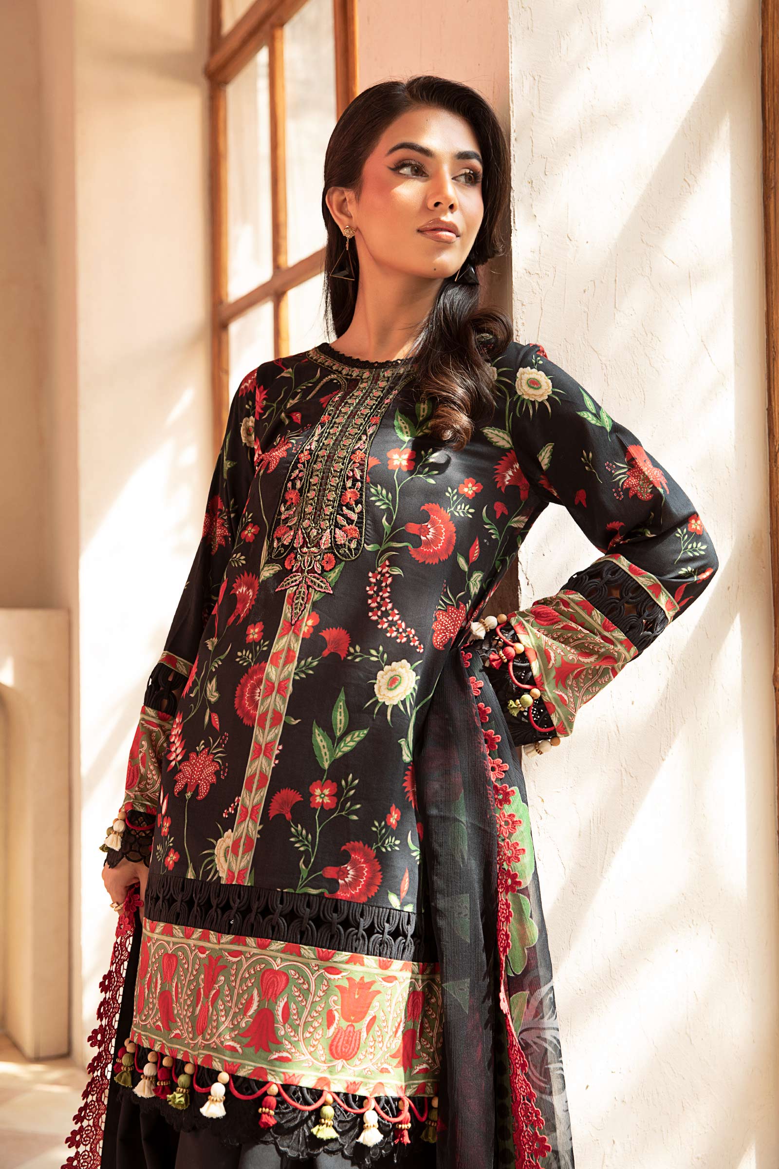 Maria B Mbasic 3 Pc Unstitched Embroidered Lawn Suit | MB-1A