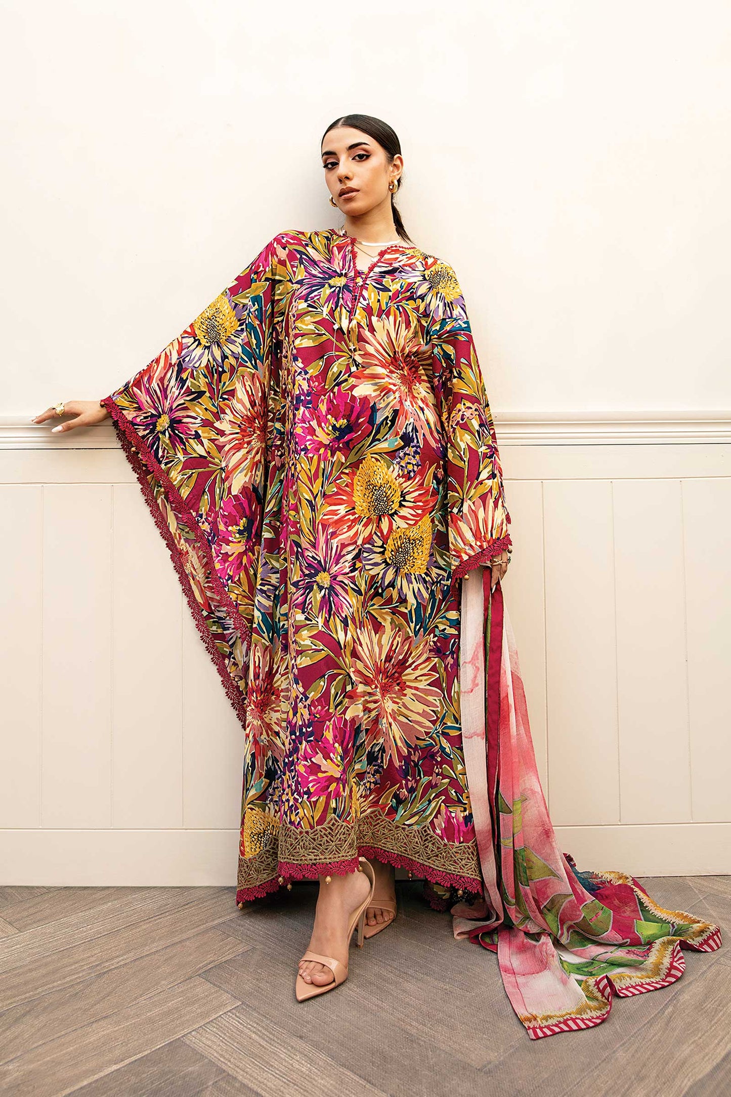 Maria B Mbasic 3 Pc Unstitched Embroidered Lawn Suit | MB-3B