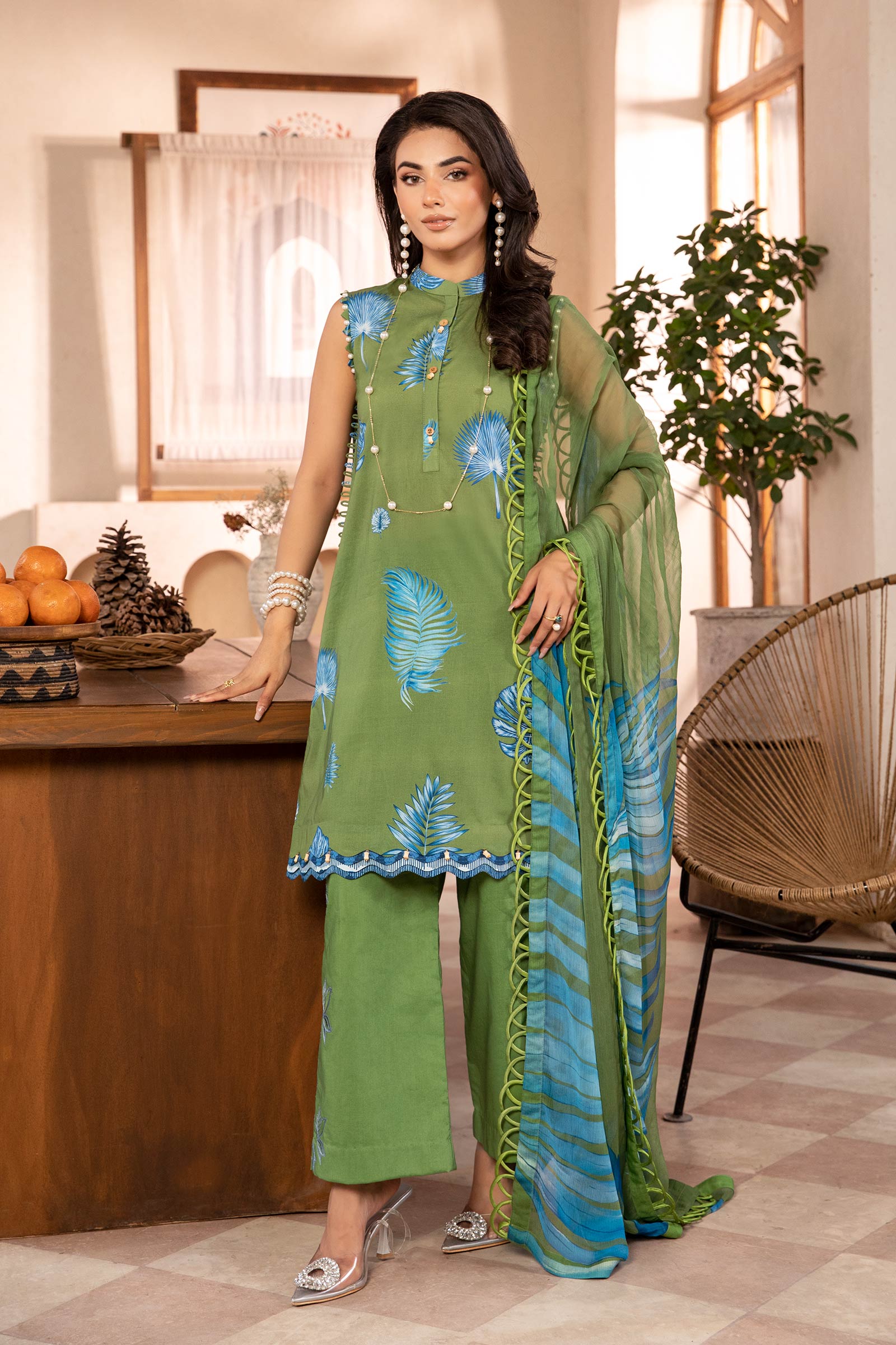 Maria B Mbasic 3 Pc Unstitched Embroidered Lawn Suit | MB-6A