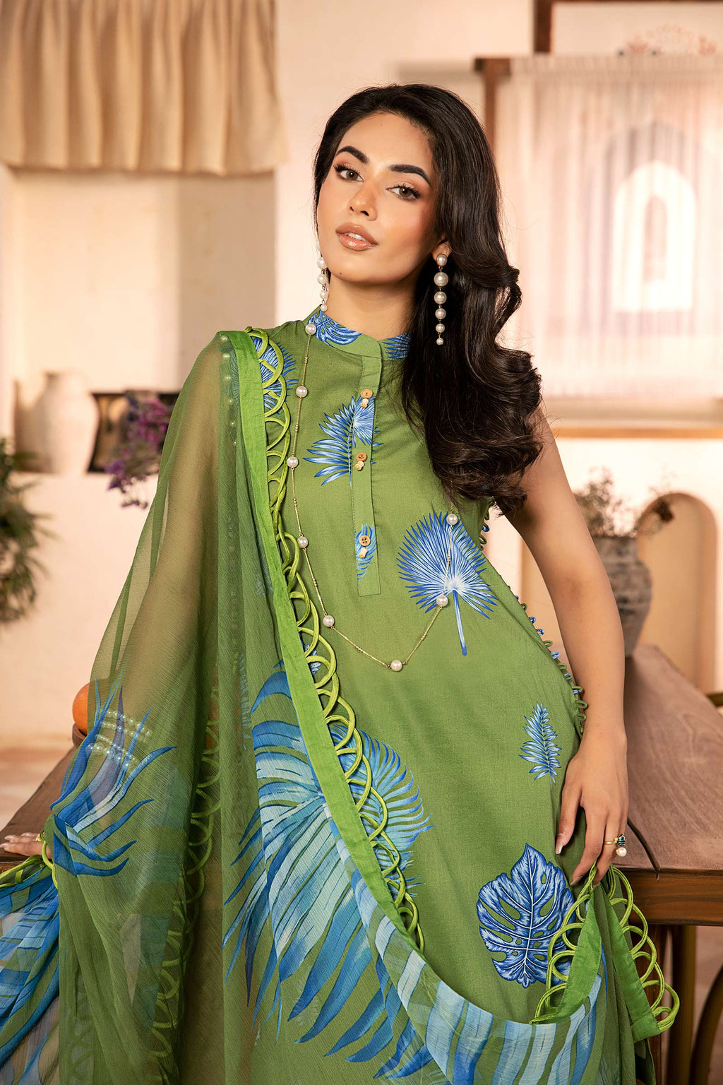 Maria B Mbasic 3 Pc Unstitched Embroidered Lawn Suit | MB-6A - Mirha Fashion