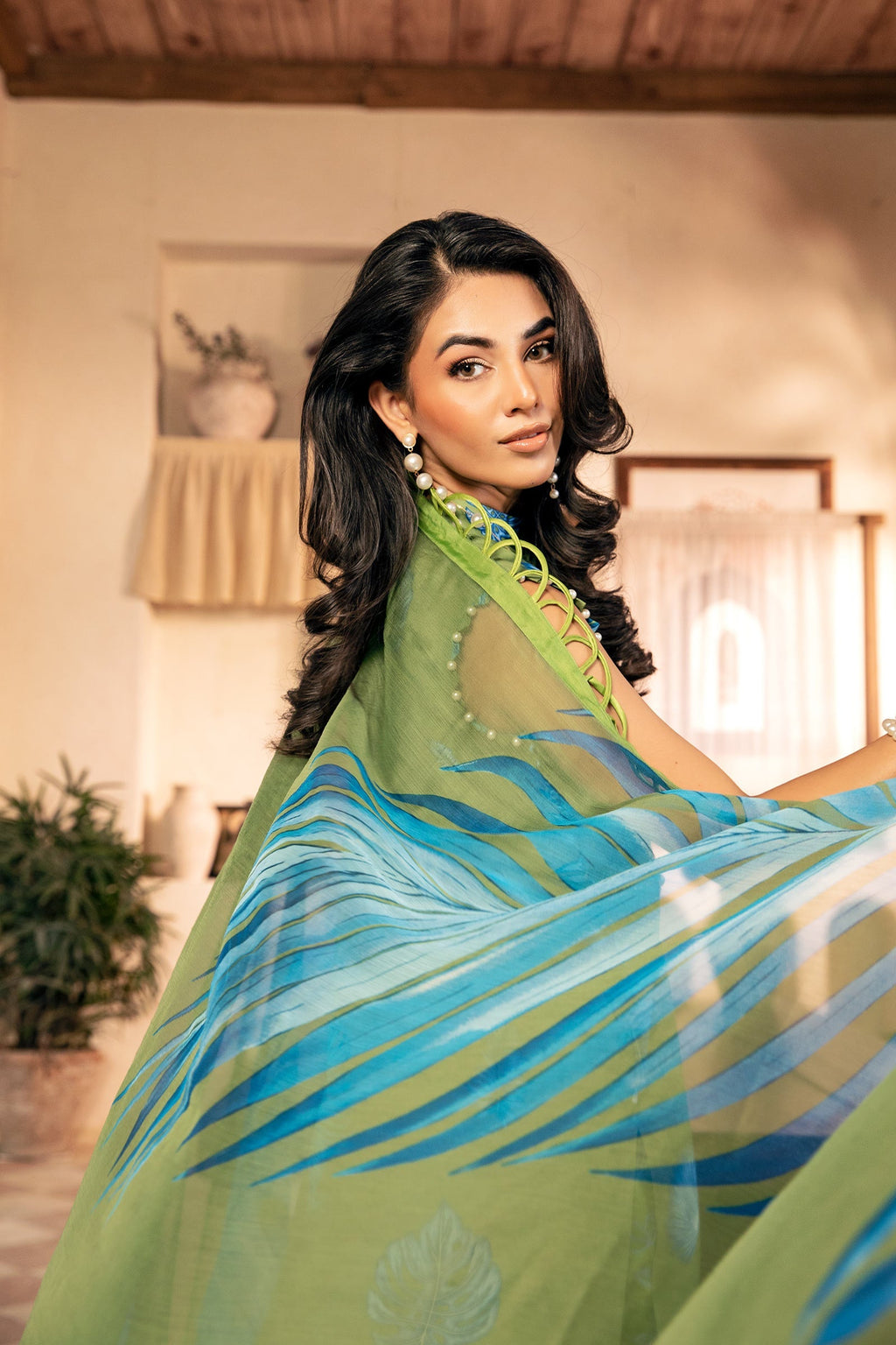 Maria B Mbasic 3 Pc Unstitched Embroidered Lawn Suit | MB-6A - Mirha Fashion
