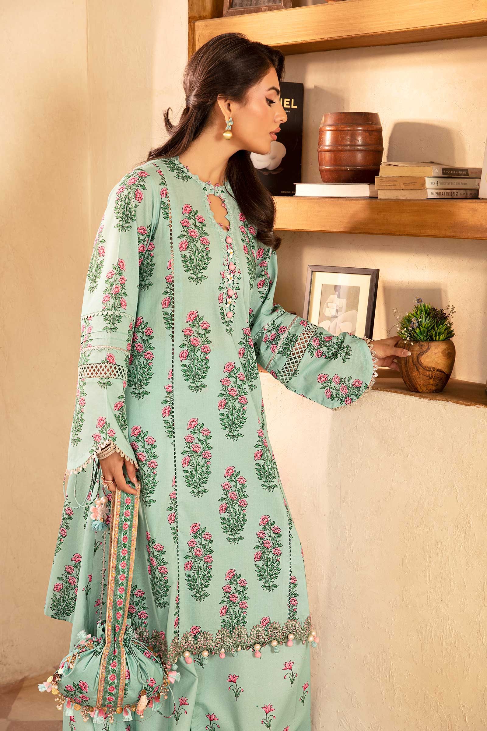Maria B Mbasic 3 Pc Unstitched Embroidered Lawn Suit | MB-8B