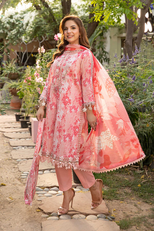 Maria B Mbasic 3 Pc Unstitched Embroidered Slub Lawn Suit | MB-CUS25-910B