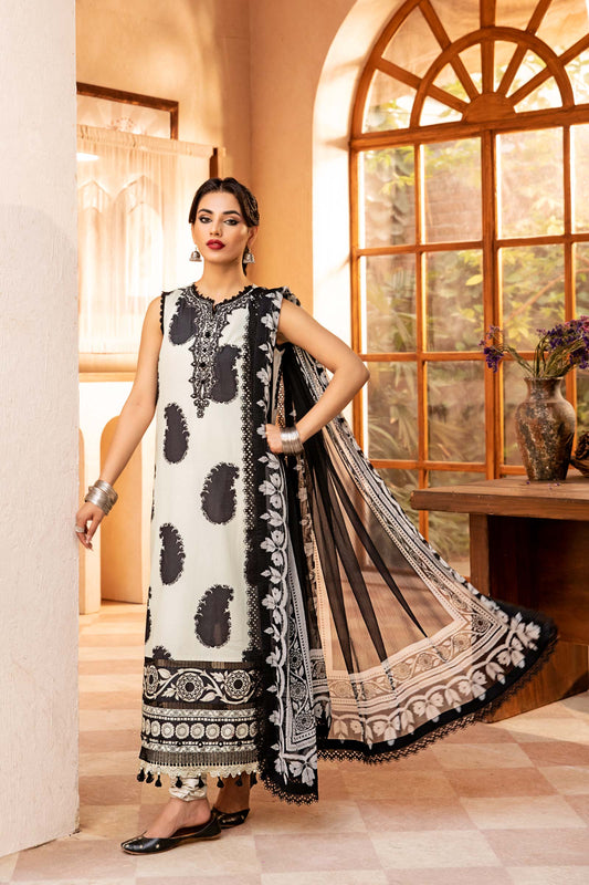 Maria B Mbasic 3 Pc Unstitched Embroidered Slub Lawn Suit | MB-CUS25-911B