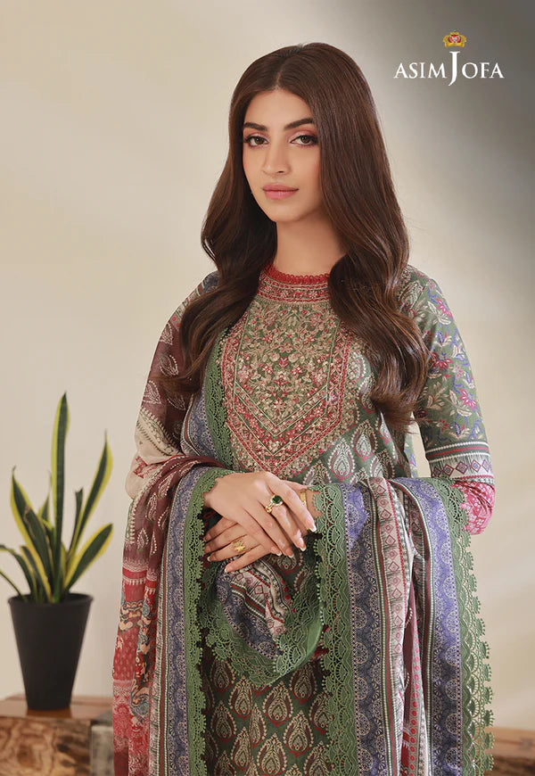 Asim Jofa Unstitched Embroidered Lawn 3-Piece 2023 | AJBP-08