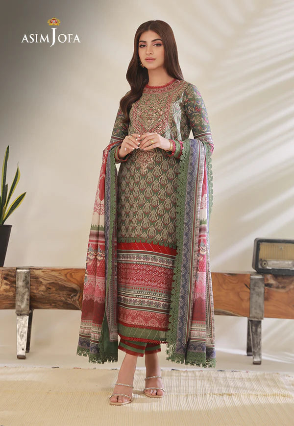 Asim Jofa Unstitched Embroidered Lawn 3-Piece 2023 | AJBP-08