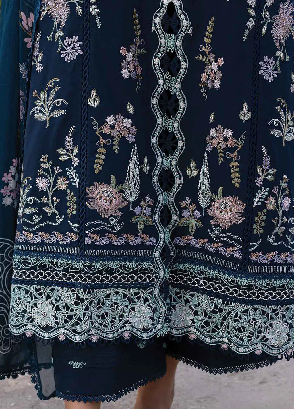 Qalamkar - Qline Unstitched Lawn Collection 2025 |QM-01 Bleu - Mirha Fashion