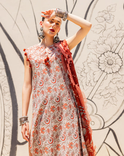 Roheenaz Taneez Block Print Lawn Collection | Yekta-3B