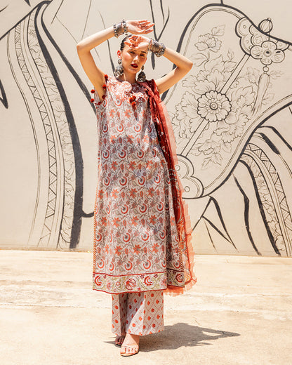 Roheenaz Taneez Block Print Lawn Collection | Yekta-3B