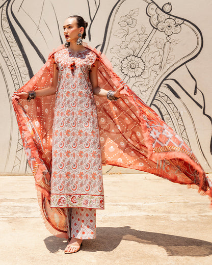 Roheenaz Taneez Block Print Lawn Collection | Yekta-3B
