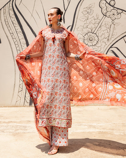 Roheenaz Taneez Block Print Lawn Collection | Yekta-3B
