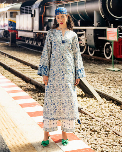 Roheenaz Taneez Block Print Lawn Collection | Samira-5B
