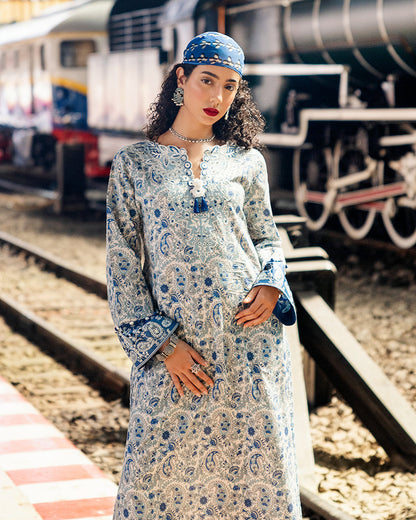 Roheenaz Taneez Block Print Lawn Collection | Samira-5B