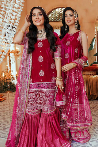 Noor By Saadia Asad Embroidered Velvet Suits D1 Miran - Wedding Collection - Mirha Fashion