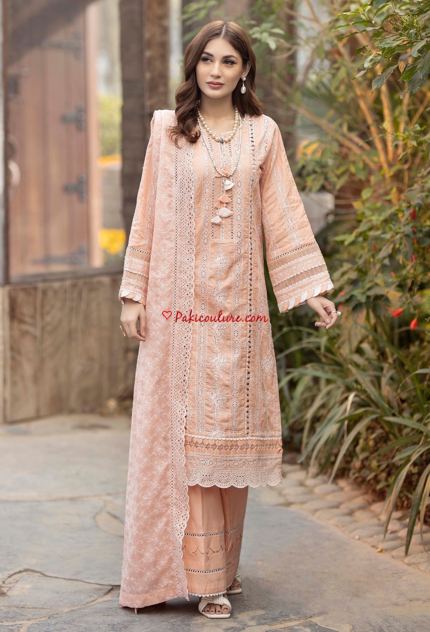Adan's Libas Fuehsia ChikanKari Unstitched Lawn 2023 |  10