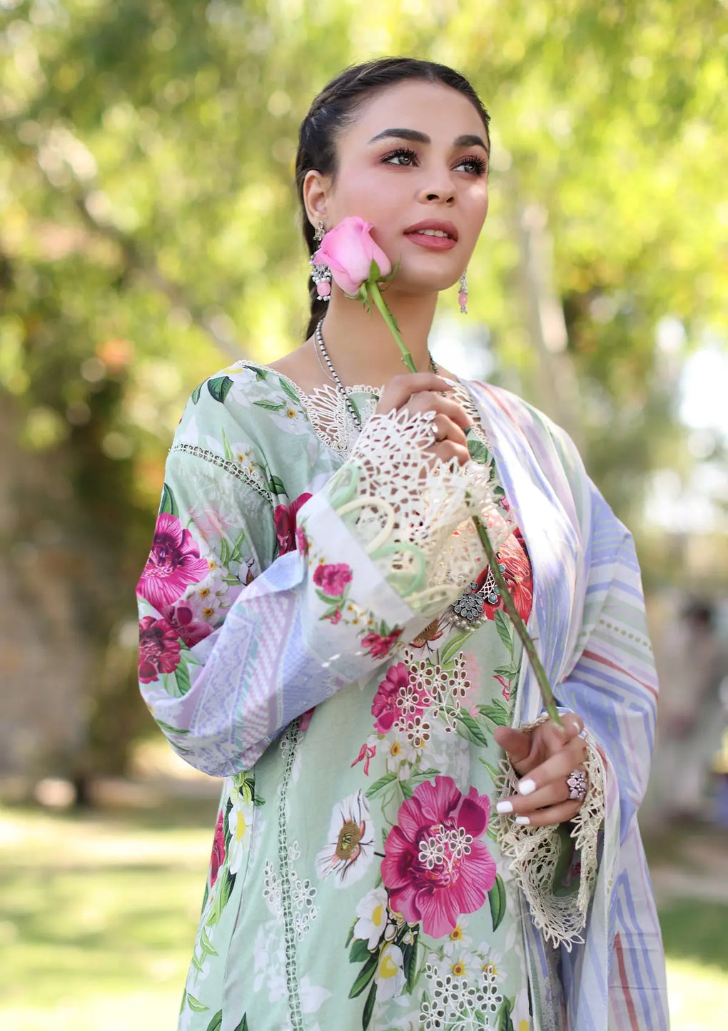 Elaf Printed Chickenkari Lawn collection 2024 | ECK-6B | Oasis