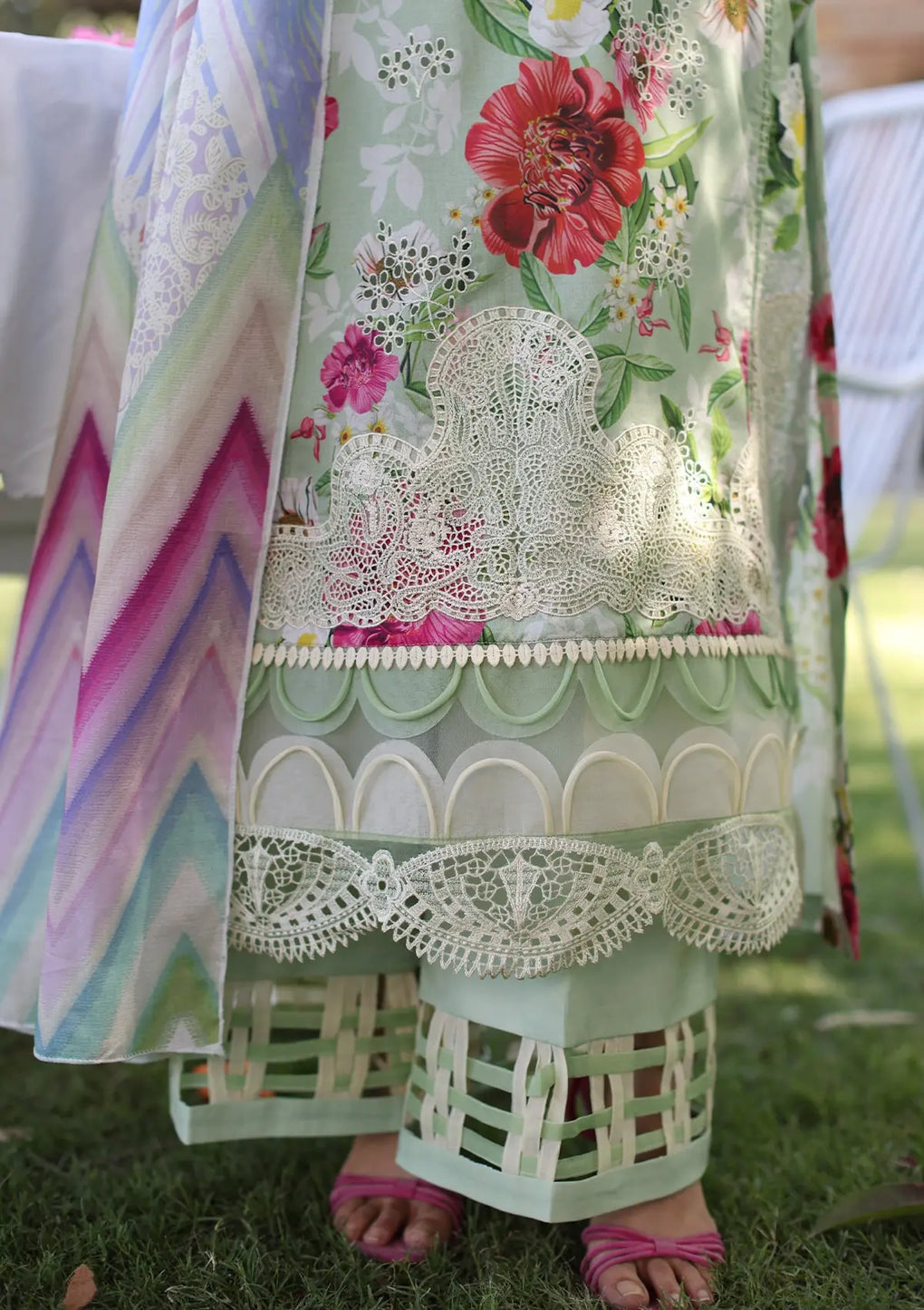 Elaf Printed Chickenkari Lawn collection 2024 | ECK-6B | Oasis