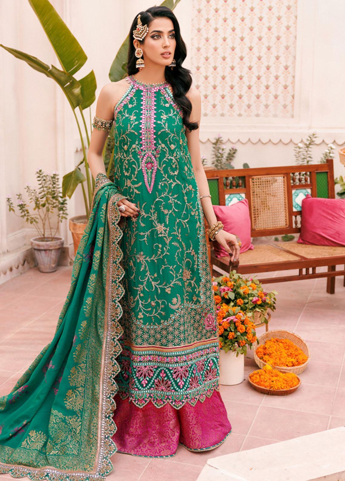 Noor By Saadia Asad Embroidered Chiffon Suits D4 Kyra - Wedding Collection - Mirha Fashion