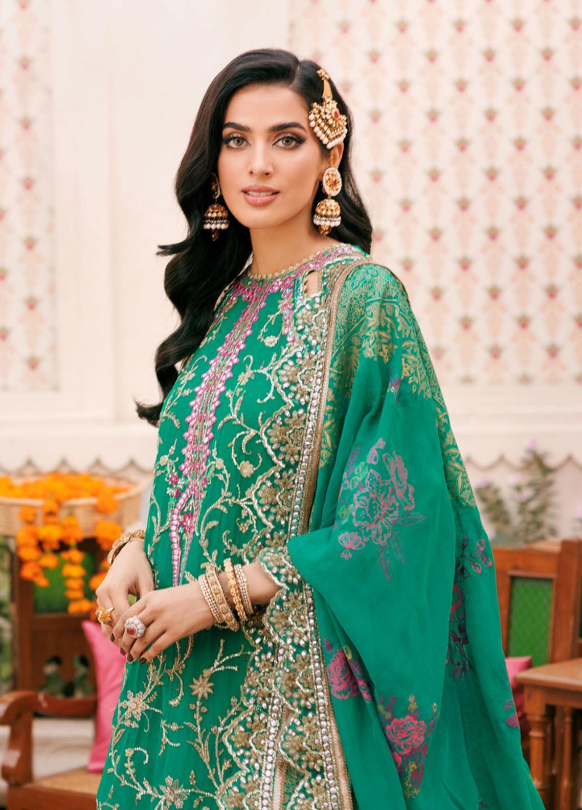 Noor By Saadia Asad Embroidered Chiffon Suits D4 Kyra - Wedding Collection - Mirha Fashion