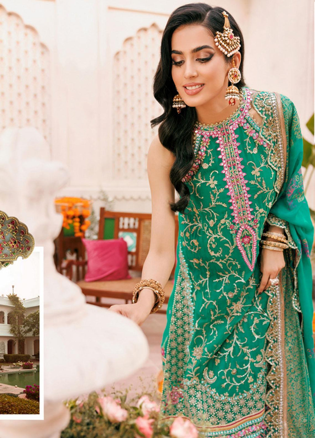 Noor By Saadia Asad Embroidered Chiffon Suits D4 Kyra - Wedding Collection - Mirha Fashion
