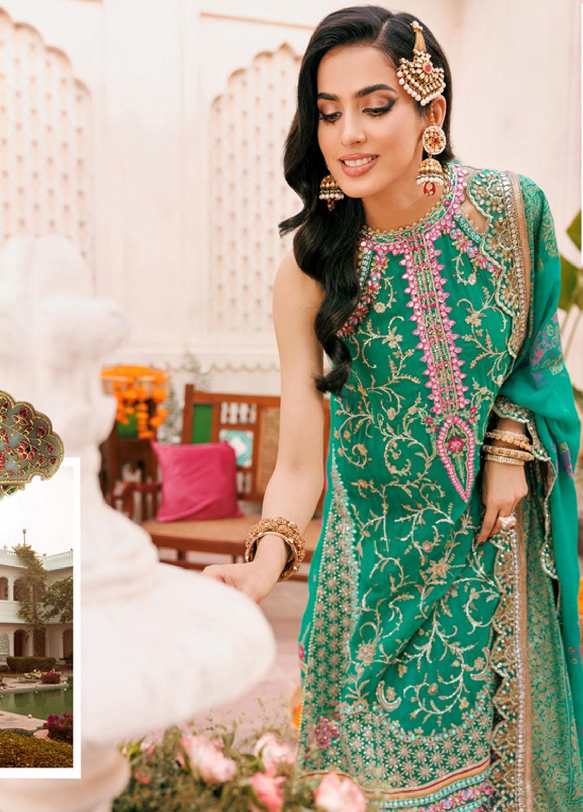 Noor By Saadia Asad Embroidered Chiffon Suits D4 Kyra - Wedding Collection - Mirha Fashion