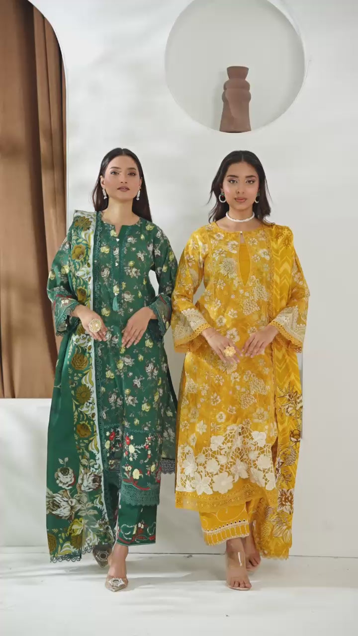 Shaanse Khuwab Ready To Wear Emb Cotton Collection 2026 | Green