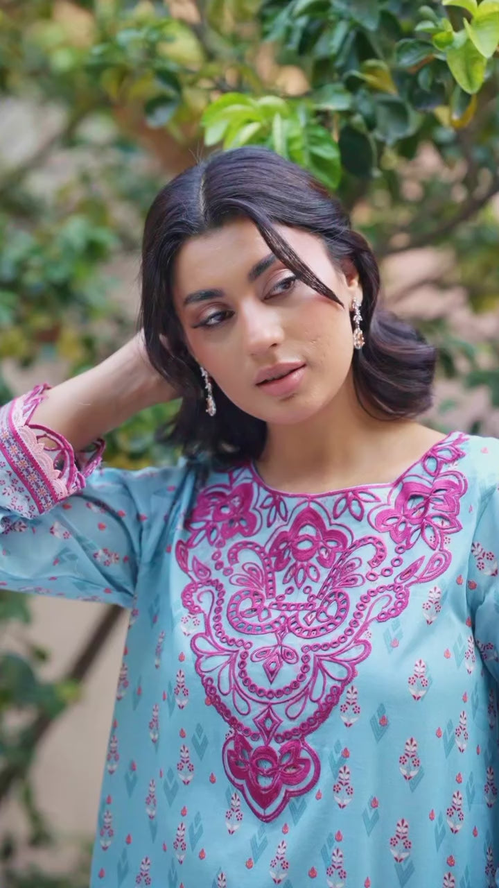 Shaanse Monsoon Luxury pret Cotton Ready to Wear Collection 2026 | Sky Blue