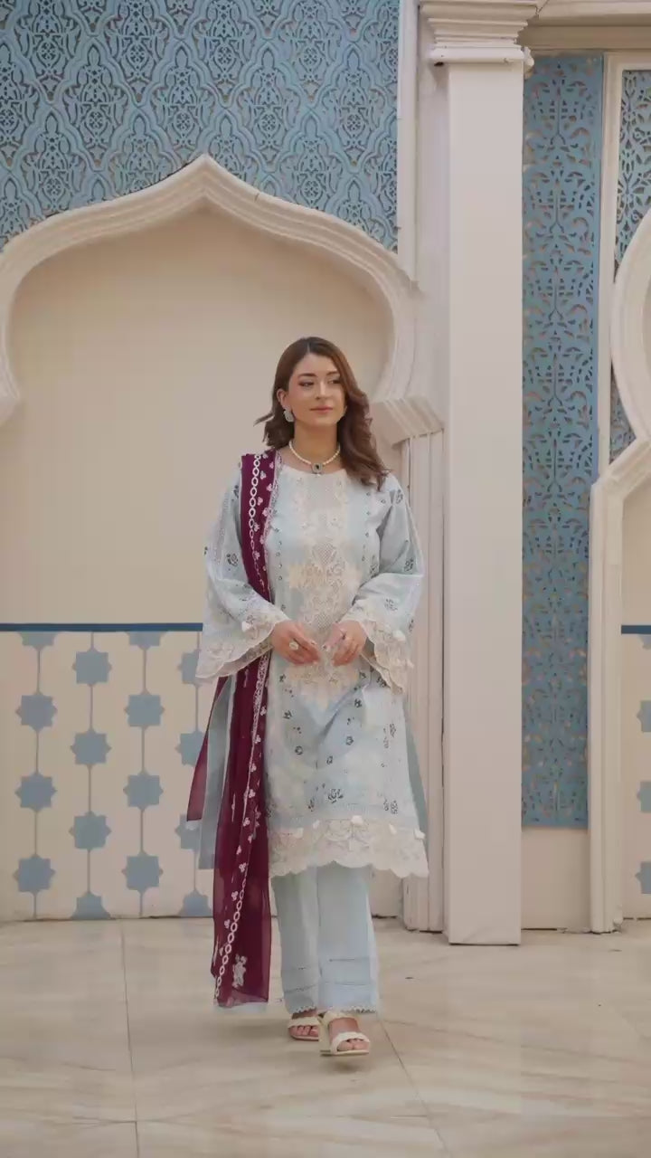 Shaanse Luxury Cotton Lumiere Drop-1 Ready to Wear Collection 2026 | Sky Blue