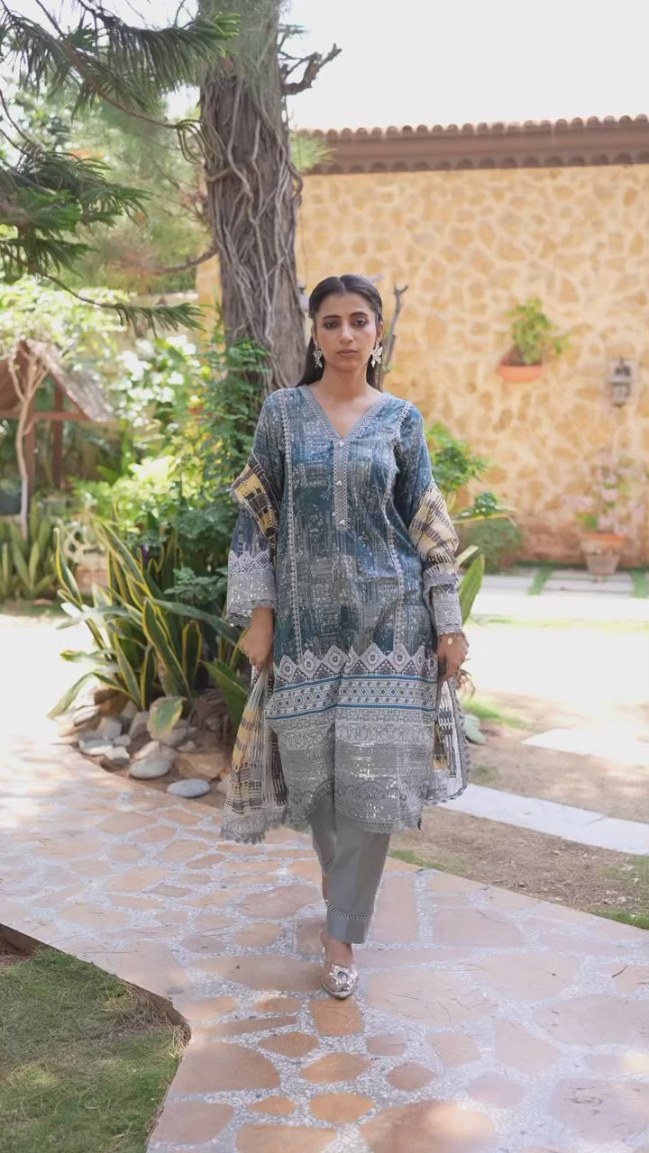 Shaanse Cotton Guldan Drop-1 Ready to Wear Collection 2026 | Blue