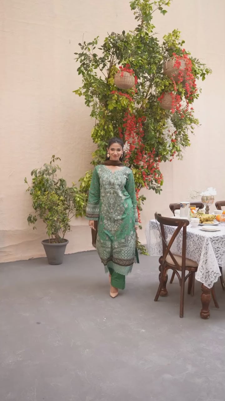 Shaanse Khuwab Vol-2 Ready To Wear Emb Cotton Collection 2026 | Green